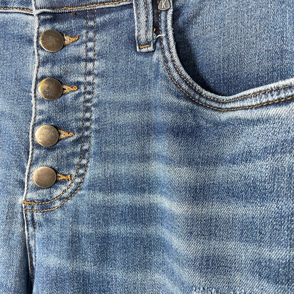 KUT from the Kloth Straight Leg High Rise Jeans Button Fly Distressed 8L - Picture 4 of 14